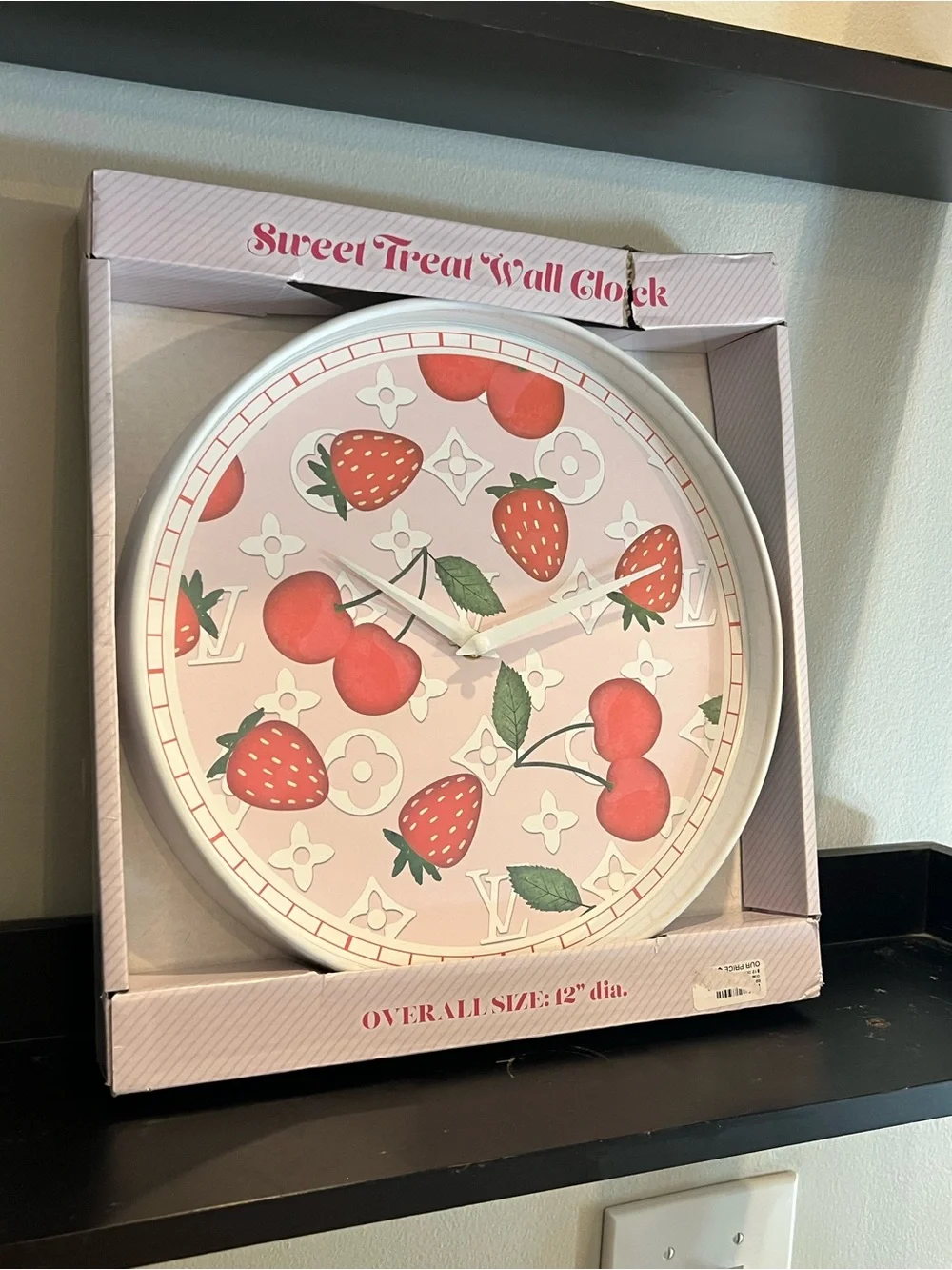 Sweet Treat Pink Strawberry & Cherry Wall Clock by
